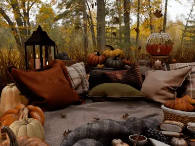 Autumn Picnic Blender Scene 3D model