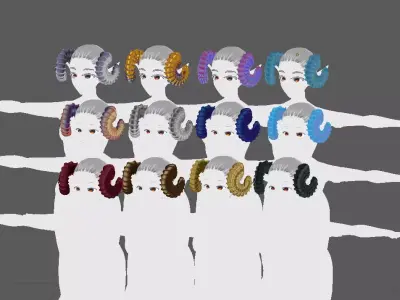 12 Ram horns 3D model