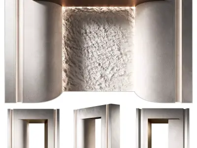 Rounded modular doorway opening Wall hallway pass through 3D model