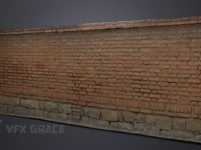 Red Brick Wall 007 3D model