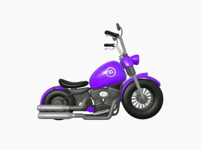Motorcycle Cartoon A07 Purple - Custom Vehicle Design Low-poly 3D model