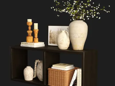 decor set with handcrafted terracotta vases 3D model