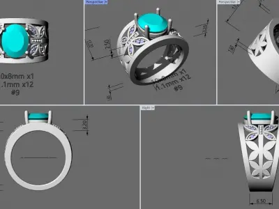 jewelry butterfly gold ring 3d model 3D print model