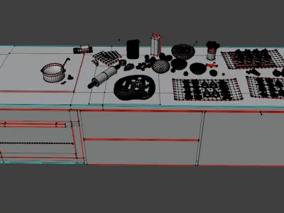 Christmas Bakery Kitchen Counter 3D model