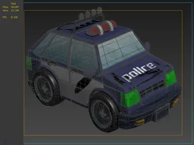 Super Cartoon police car  toy police animated police car 3D model