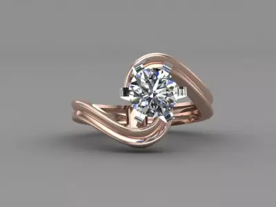 Rose Gold Women Diamond Ring 3D print model 3D print model 3