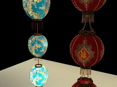 Chinese Red Lantern 3D model 33