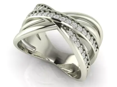 CROSSOVER DIAMOND RING 3D print model