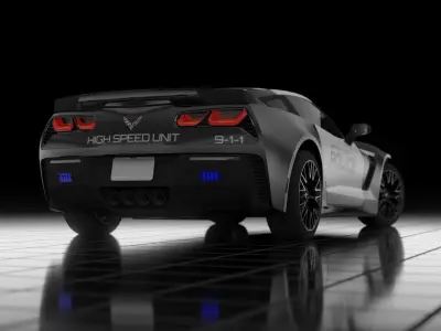 Police Corvette C7 3d Model Low-poly 3D model