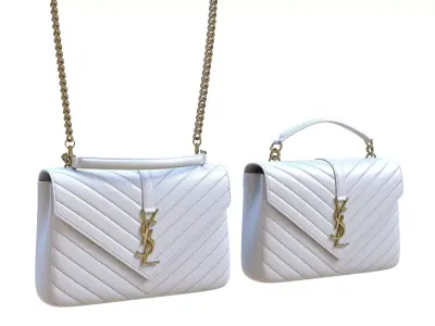 YSL Saint Laurent College Medium Chain Bag White Low-poly 3D model