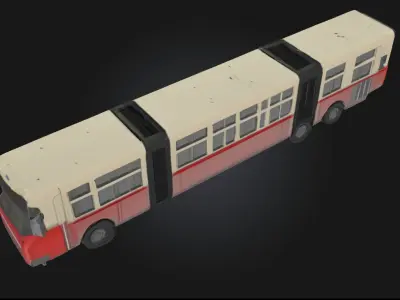Articulated Red Bus Model  Urban Transit Vehicle  3D model