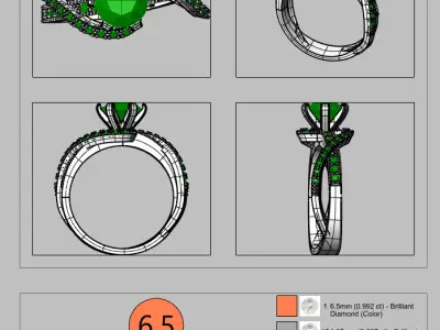 Luxury Engagement Ring 3D print model 7