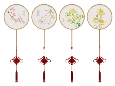 Chinese fan Low-poly 3D model