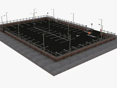 Parking Lot - Scene Low-poly 3D model