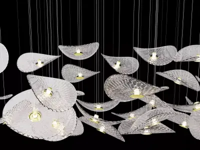 Floating Leaf Chandelier 3D model