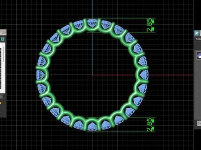 U Shaped Eternity Ring 2 point 6 mm stone size swiss 13 and EU53 3D print model