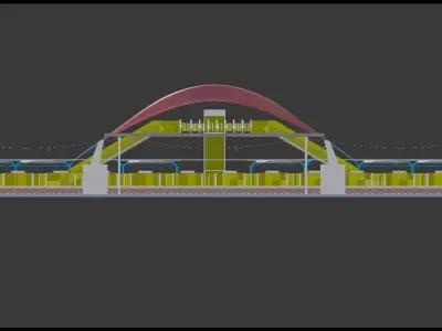 Railway station 3D model