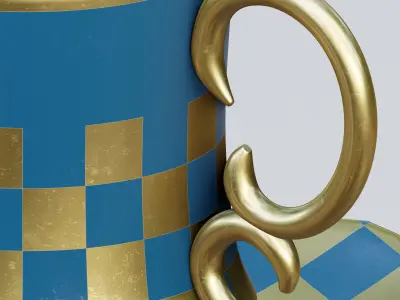 Checkered Turkish cup 3D model