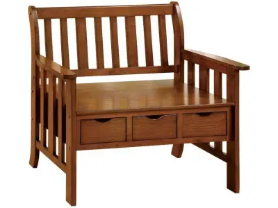 Wood Drawer Storage Bench 3D model