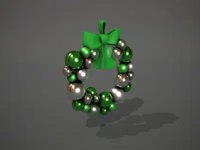 Green and Silver Christmas Bauble Wreath Low-poly 3D model