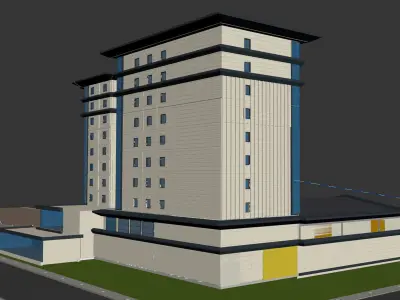 Hotel at night 3D model