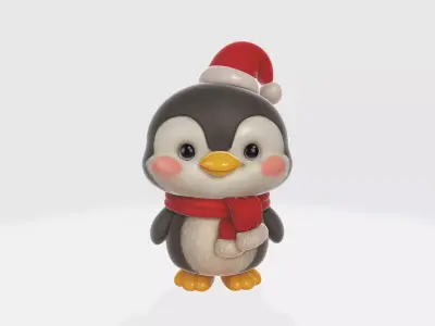Adorable Christmas Penguin Figurine Holiday Penguin 3D print model