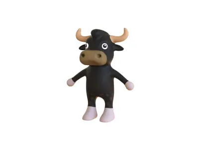 High-Quality 3D Cute Bull Animated For Games Low-poly 3D model