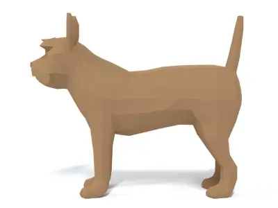 Low Poly Cartoon Yorkshire Terrier Dog Low-poly 3D model