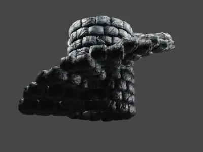 Rock Ladder Medieval - Dungeon - Escada Low-poly 3D model