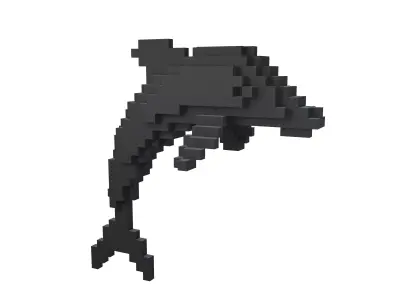 Voxel Dolphin v1 001 Low-poly 3D model