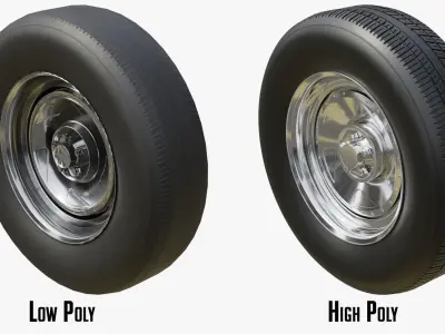 Tire Low Poly more Bonus PBR Option Textures Low-poly 3D model