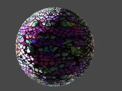 Magic seamless crystal reptile skin Low-poly 3D model