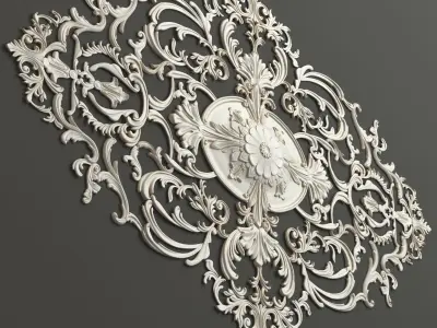 Rosette 3 ornate wall plaque 3D model