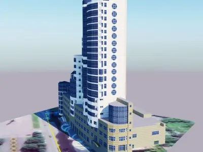 skyscraper high rise building Low-poly 3D model
