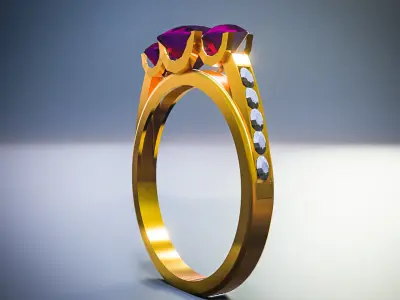 Solitaire Wedding Engagement Women Ring 3D 3D model