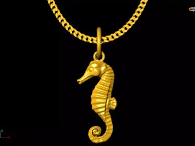 Sea horse pendant charms - one inch pendant 3D print model