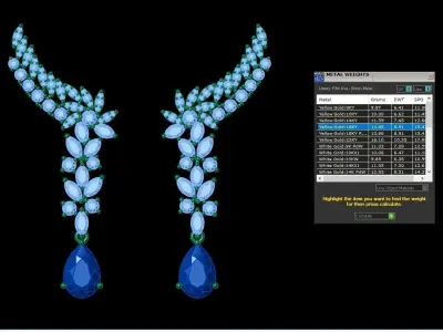 Pear ruby and Diamond Earrings 3D print model