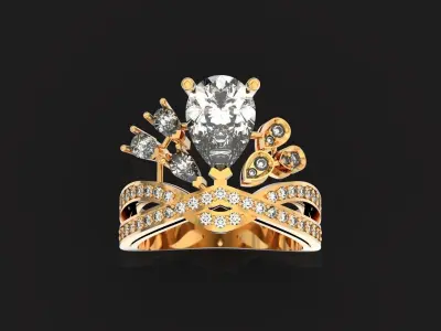 Imperial ring pear and marquise diamond 1048 3D print model