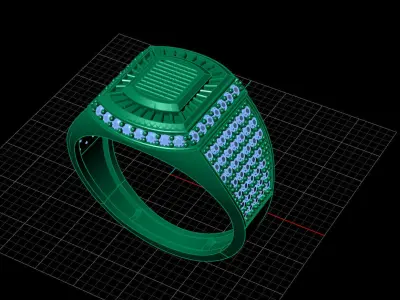 Print Ready STL 3DM  Gents Rings Diamond Men Ring  3D print model 199