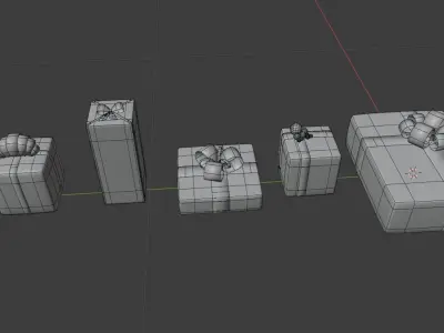 Gifts set orange and gift box Low-poly 3D model