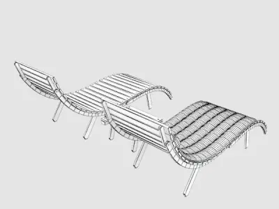 Sunbed-2 wooden table with two legs 3D model