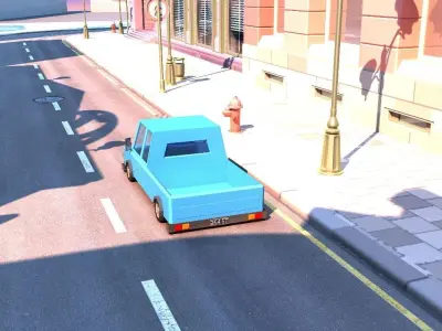 Cartoon Track Blue Free low-poly 3D model