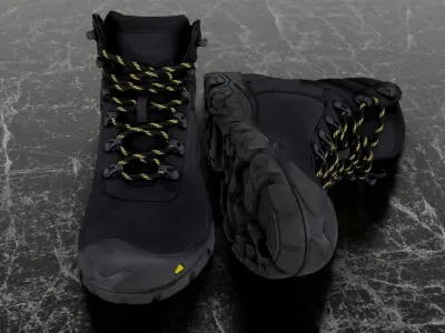 GREYDER 3D BOOTS - BLACK Low-poly 3D model