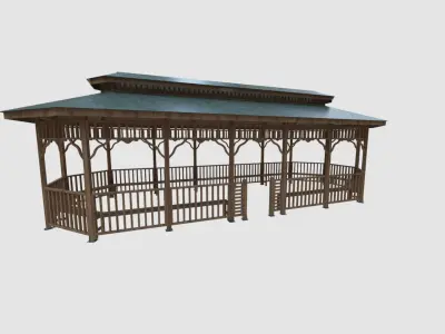 Wood Garden Pergola - Gazebo 04 Low-poly 3D model