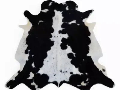 Cowhide Black and White Spotted Rug 3D model
