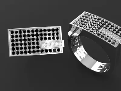 Elegant Mens Ring with Diamond Stones 3D print model