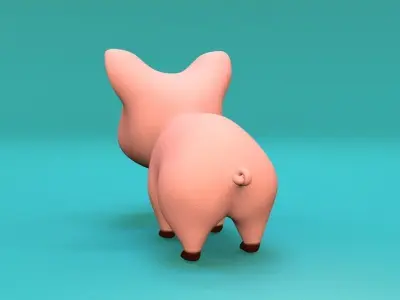 cartoon little pig Low-poly 3D model