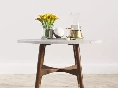 Reeve Mid Century Coffee Table Marble Walnut Westelm  3D model