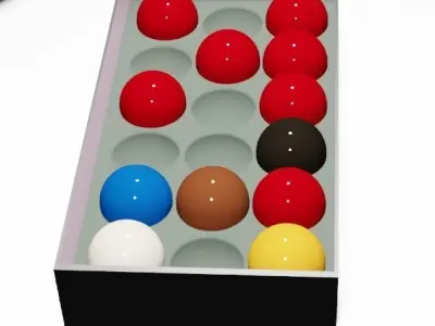 Snooker and billiard balls with box Low-poly 3D model