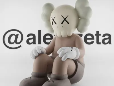 Kaws Companion Watching Textured Low-poly 3D model